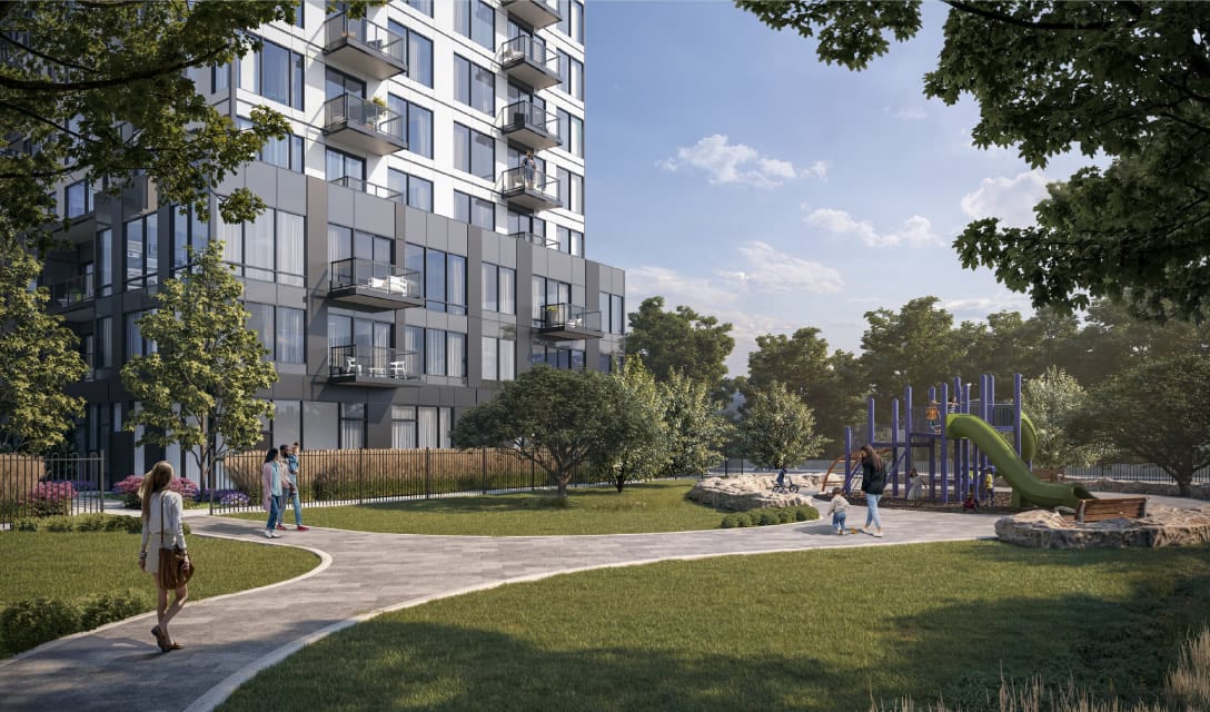 Rendering of The Narrative Condos park