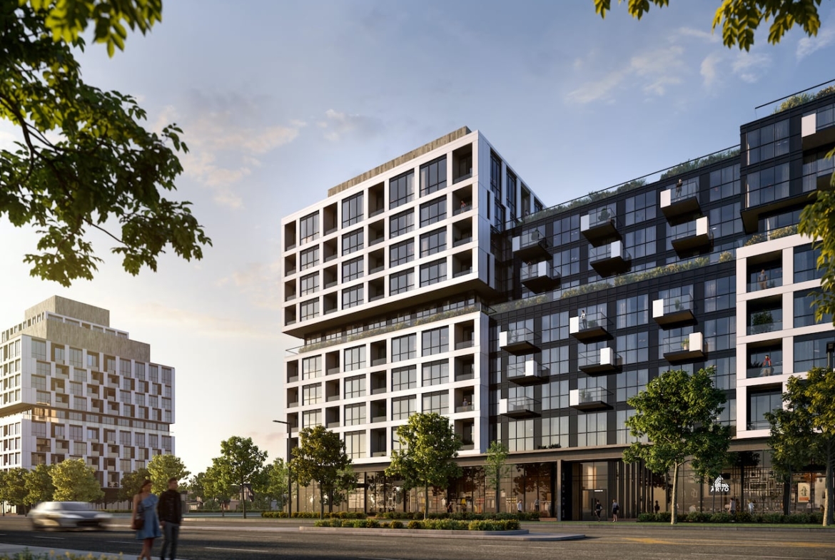 Rendering of Verge Condos exterior in the afternoon