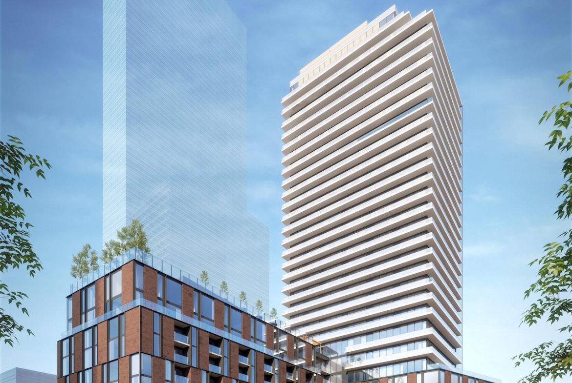 Rendering of 33 Parliament Condos exterior full side view