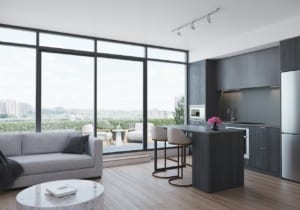 Rendering of Arte Condos Ombre Living and Dining interior