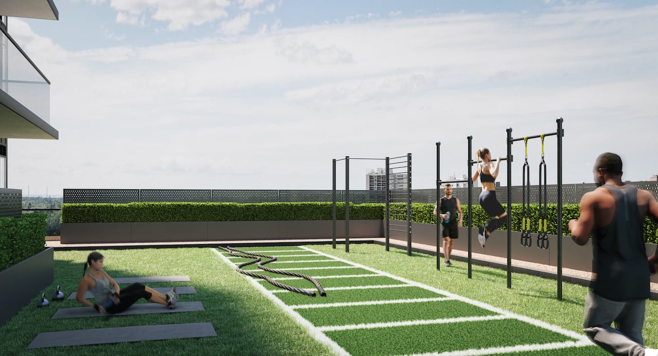 Rendering of Arte Residences outdoor fitness centre