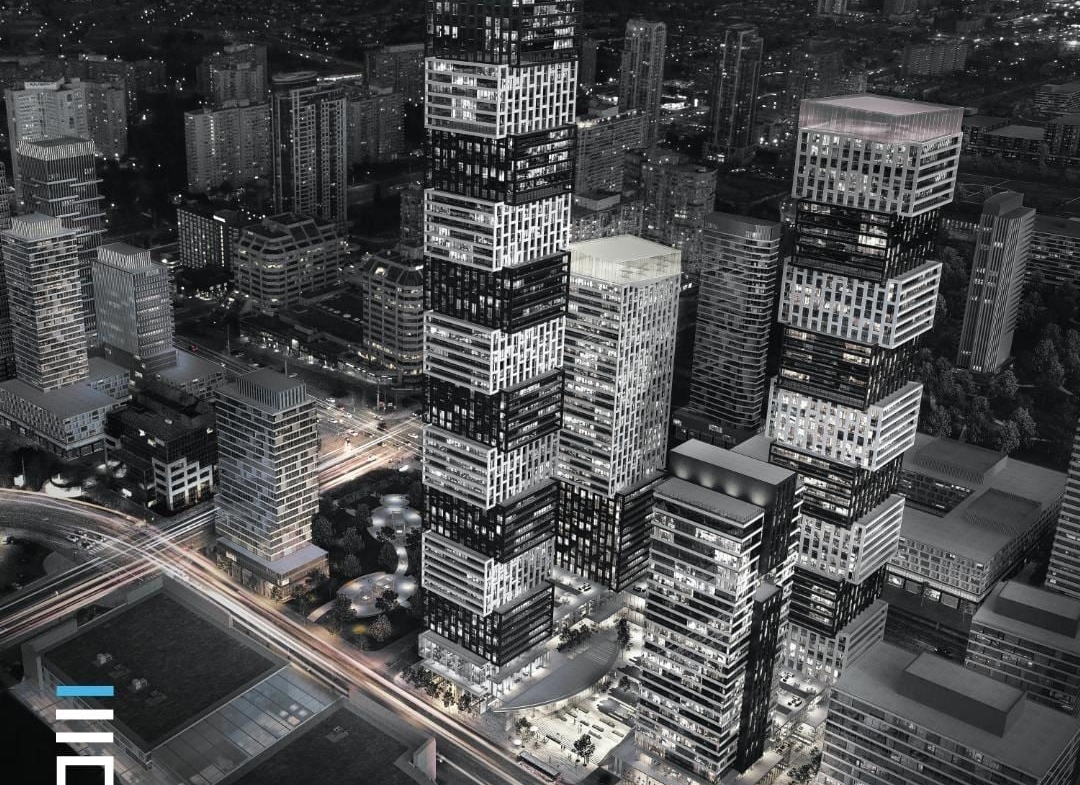 Aerial of Exchange District 3 Condos in Mississauga