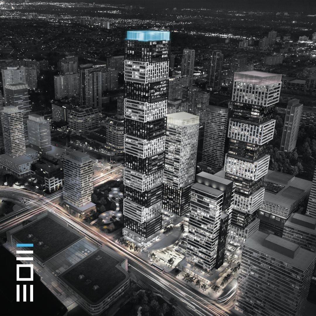 Aerial of Exchange District 3 Condos in Mississauga