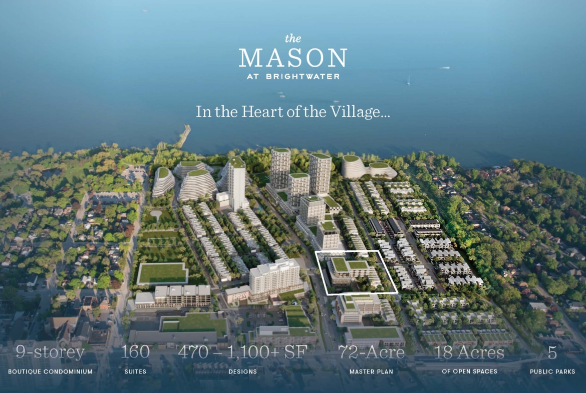 Rendering The Mason Condos at Brightwater project facts