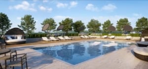 Rendering of The Millhouse Condos outdoor swimming pool