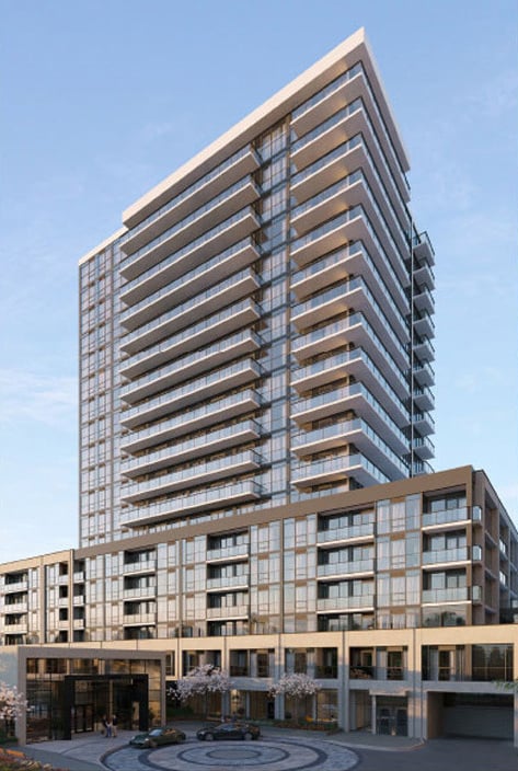 Rendering of The Millhouse Condos exterior in full