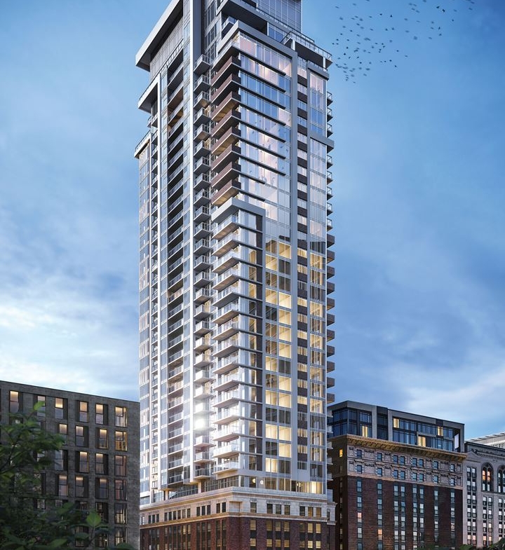 Rendering of The Moderne Condos exterior full view