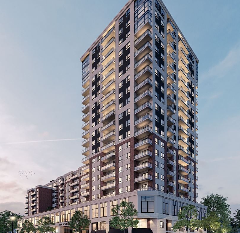 Rendering of The Residences On Owen exterior at dusk