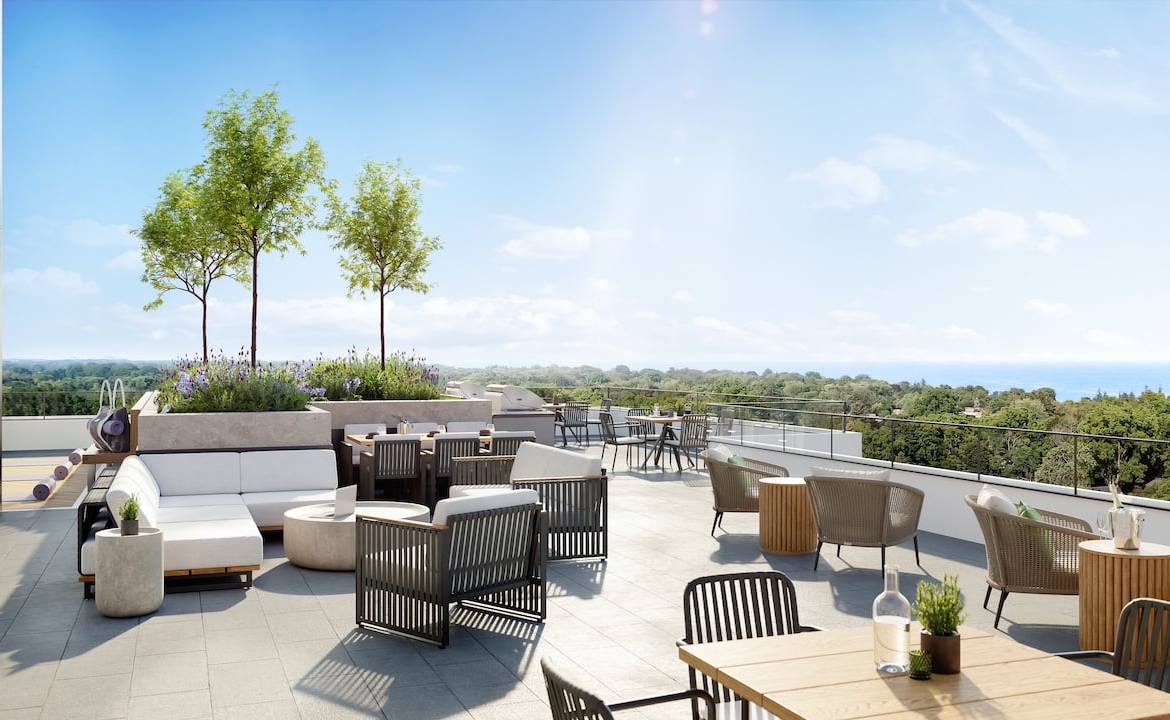 Rendering of Martha James Condos rooftop terrace during the day