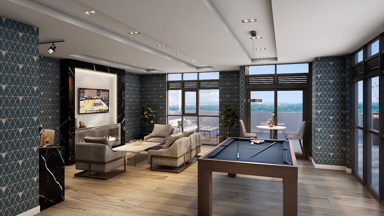 Rendering of FourMe Condos sports lounge