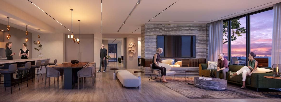 Rendering of M2M Squared Condos party room