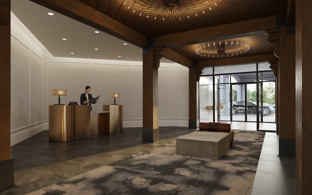 Rendering of King Terraces lobby with concierge