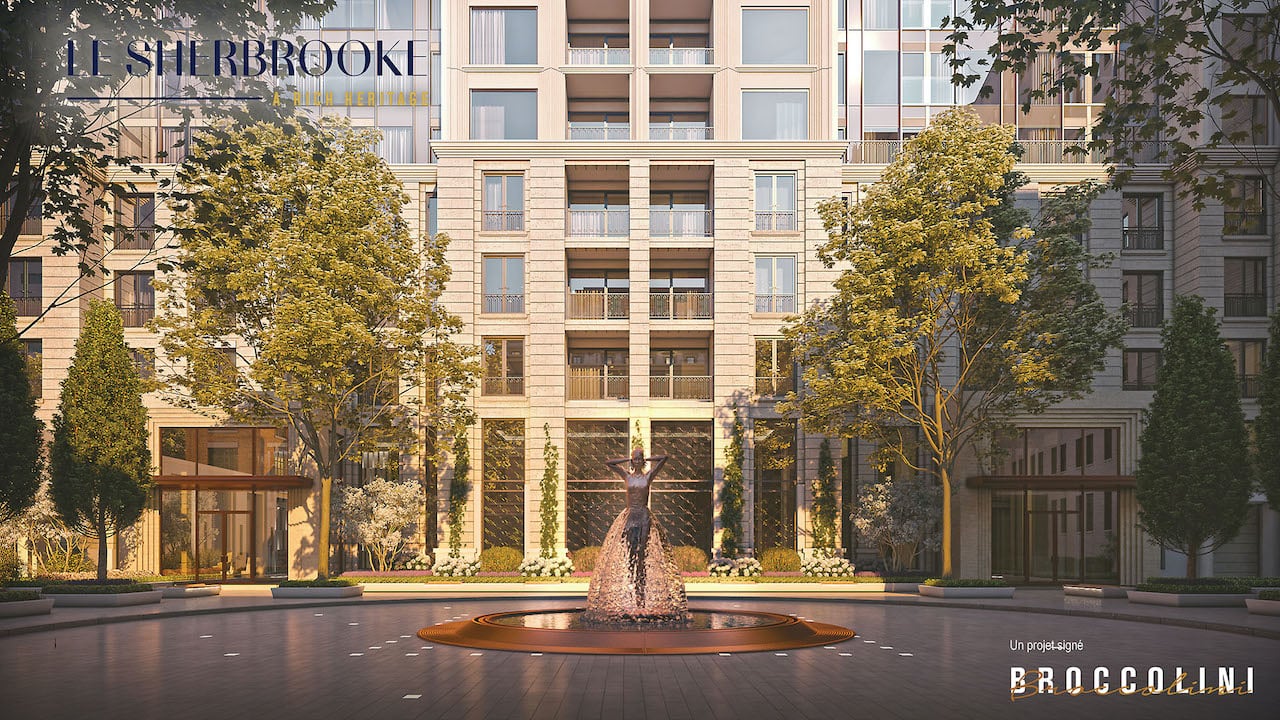 Rendering of Le Sherbrooke Condos courtyard
