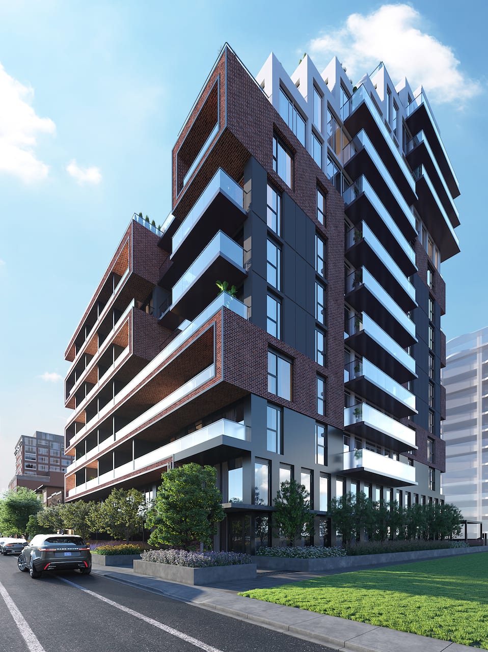 Rendering of Groove Urban Condos exterior side view