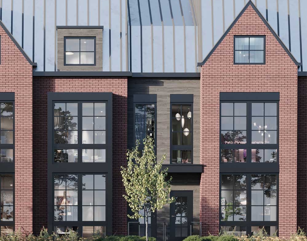 Rendering of Rosepark Townhomes exterior close-up