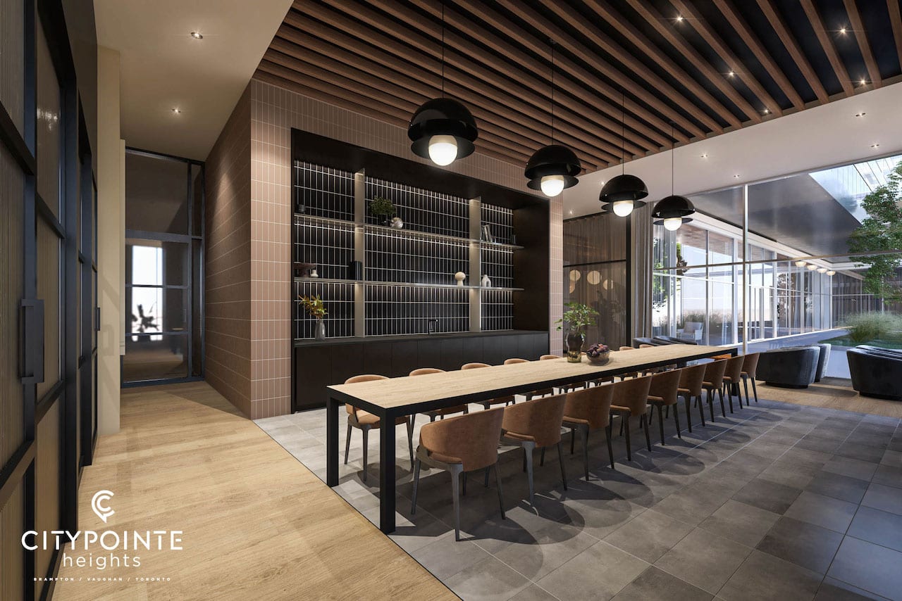 Rendering of CityPointe Heights interior co-working space