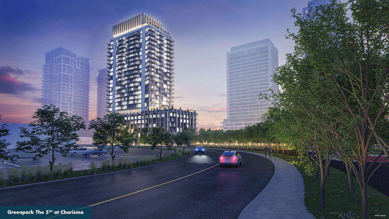 Rendering of The Fifth at Charisma exterior night