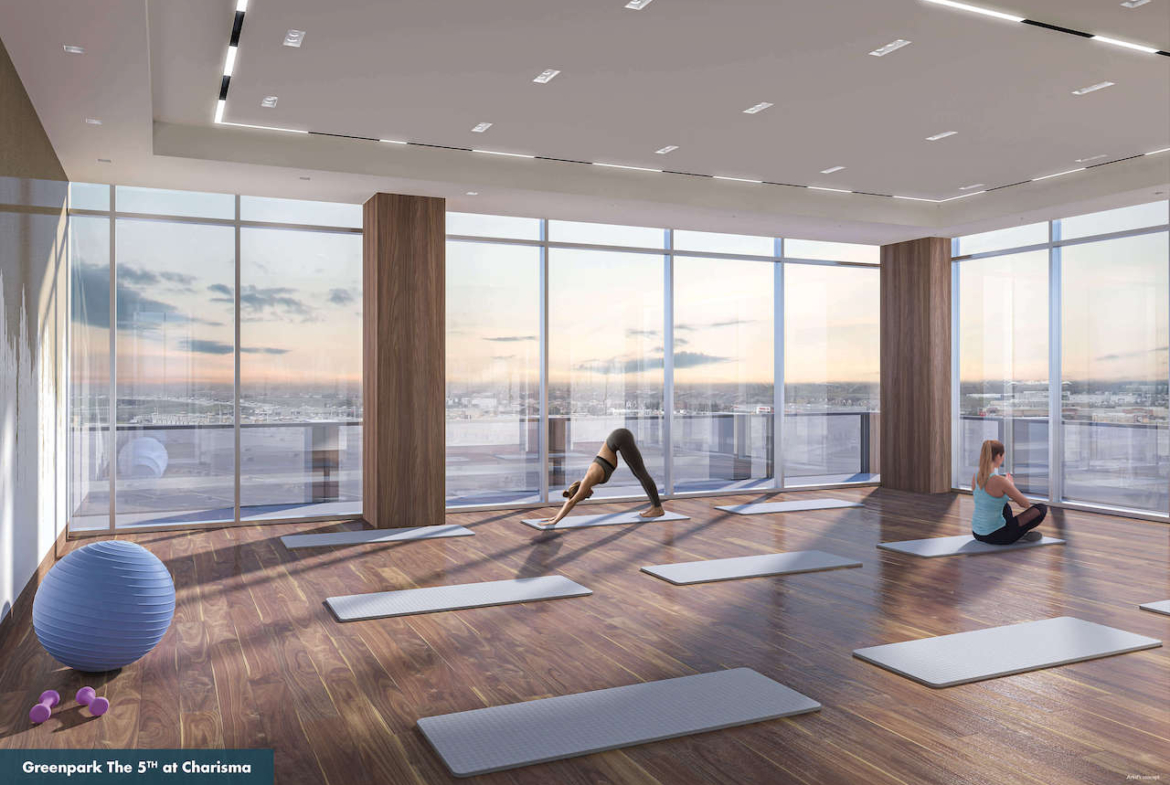 Rendering of The Fifth at Charisma yoga room