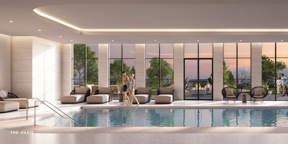 Rendering of UnionCity Condos The oasis swimming pool indoors