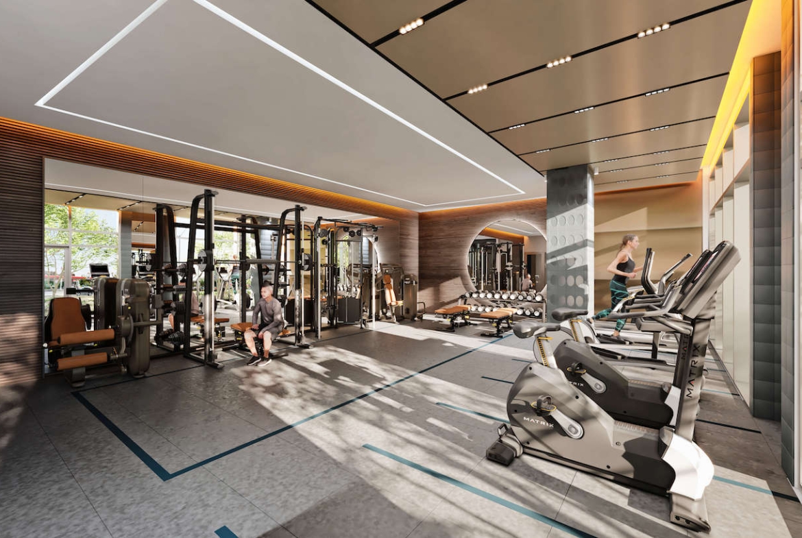 Rendering of The Post Condos gym