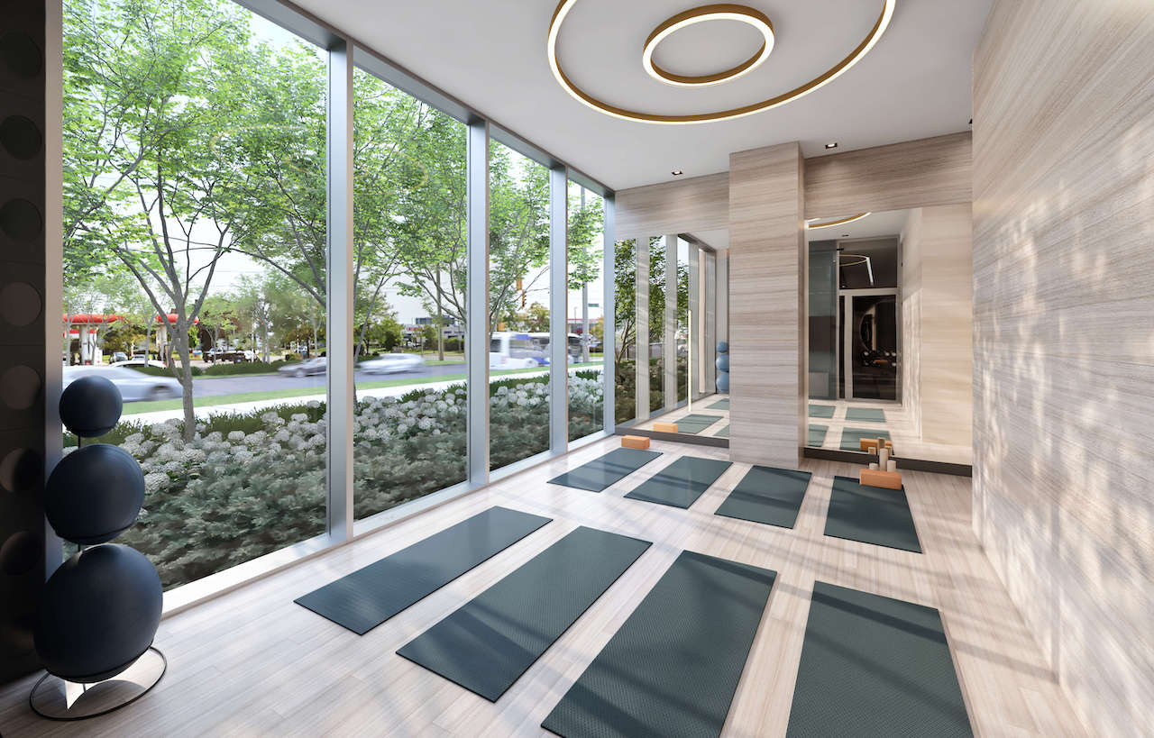 Rendering of The Post Condos yoga room