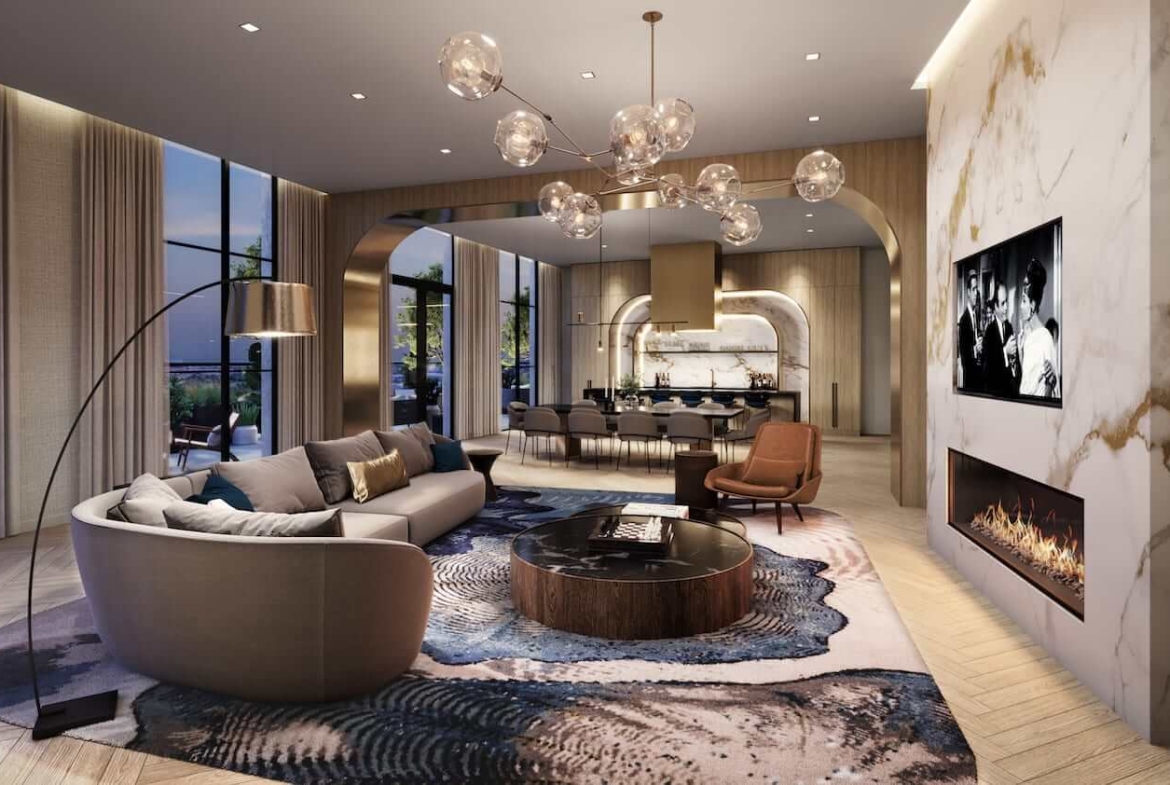 Rendering of Union City Condos event space and party room