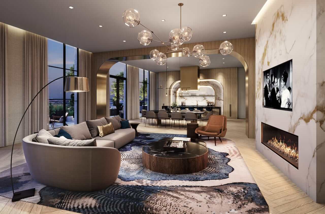 Rendering of Union City Condos event space and party room
