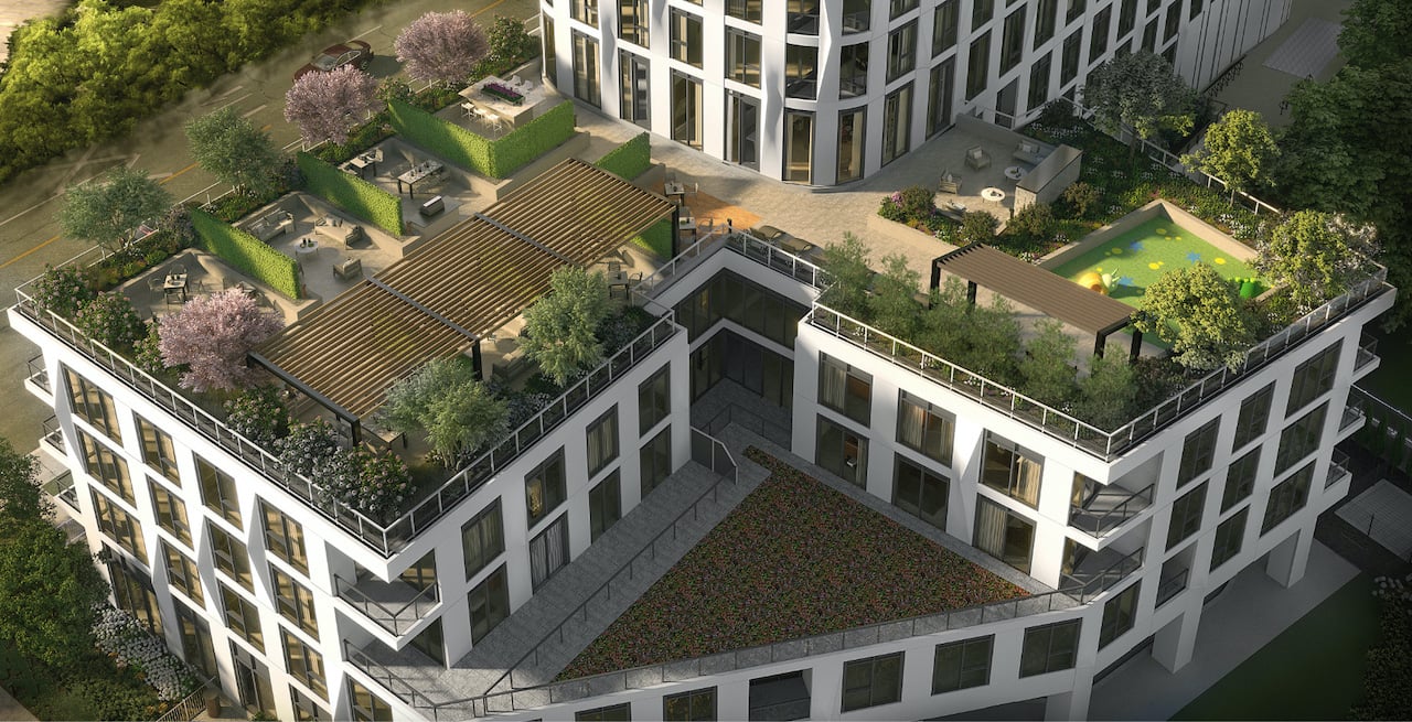 Rendering of Westerly Condos aerial terrace view