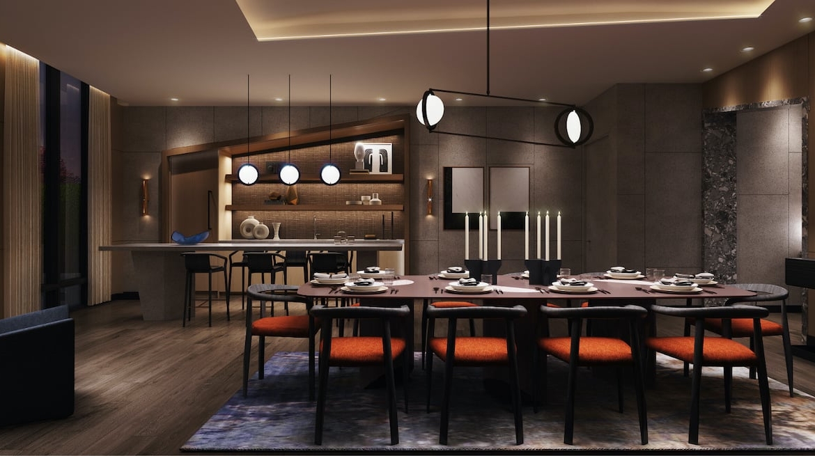 Rendering of Westerly Condos dining and bar party room