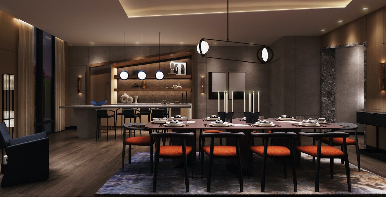 Rendering of Westerly Condos dining and bar party room