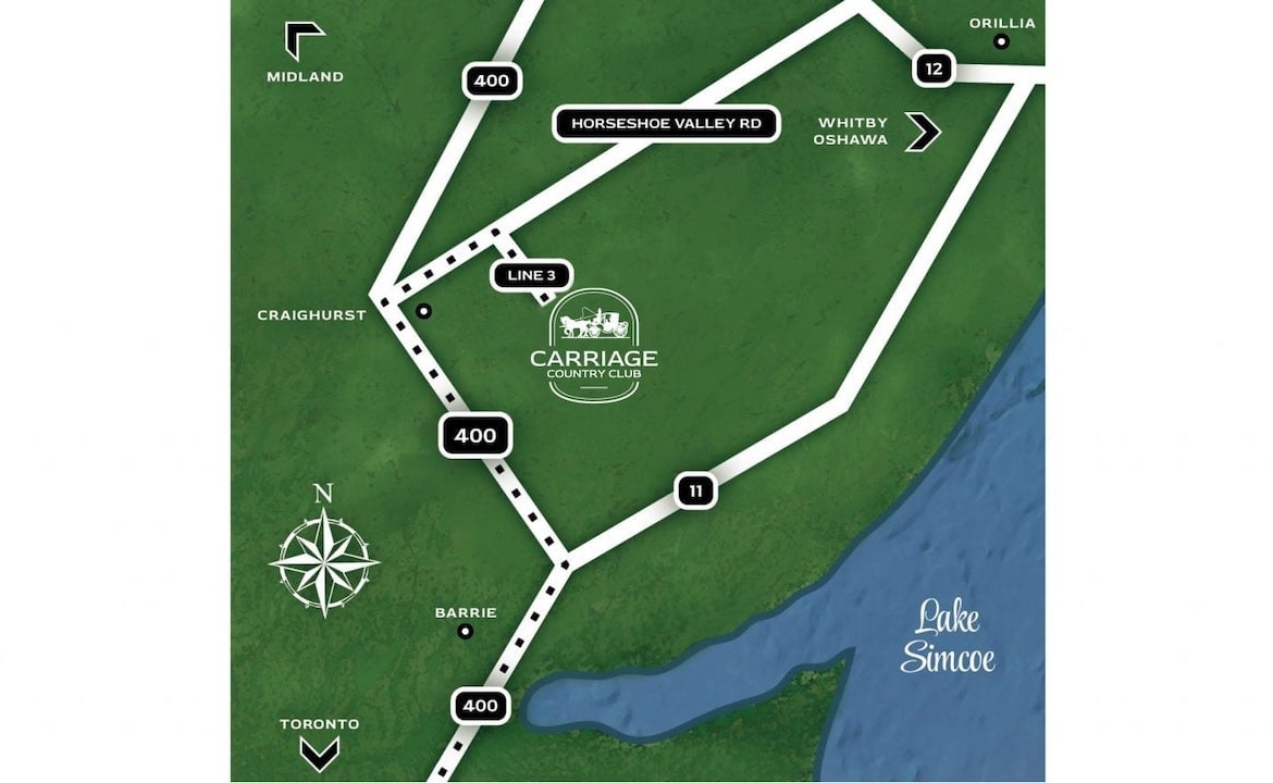 Map of Carriage Ridge Resort at Horseshoe Valley in Shanty Bay Ontario