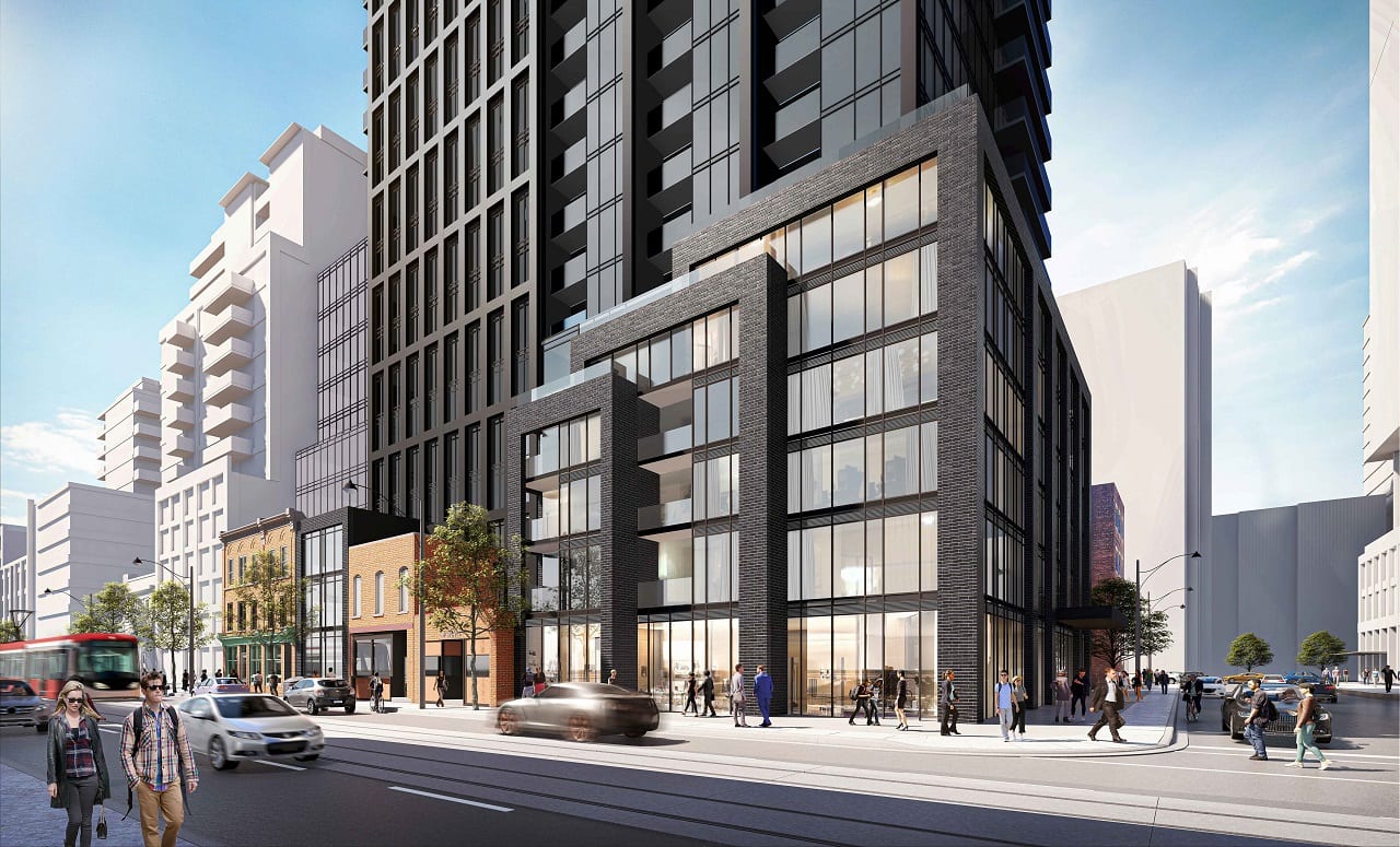 Rendering of 250 King East Condos exterior street level