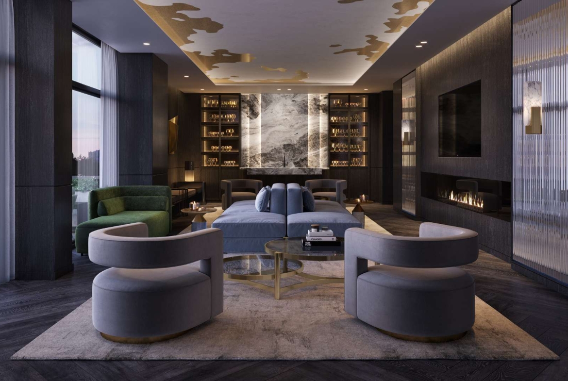 Rendering of 908 St. Clair condos party room