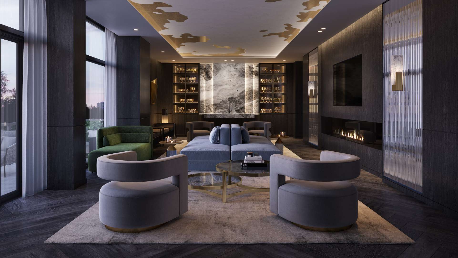 Rendering of 908 St. Clair condos party room