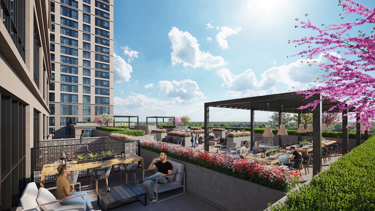 Rendering of Bristol Place Condos terrace during the day