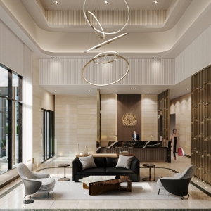 Rendering of Bristol Place Condos lobby seating