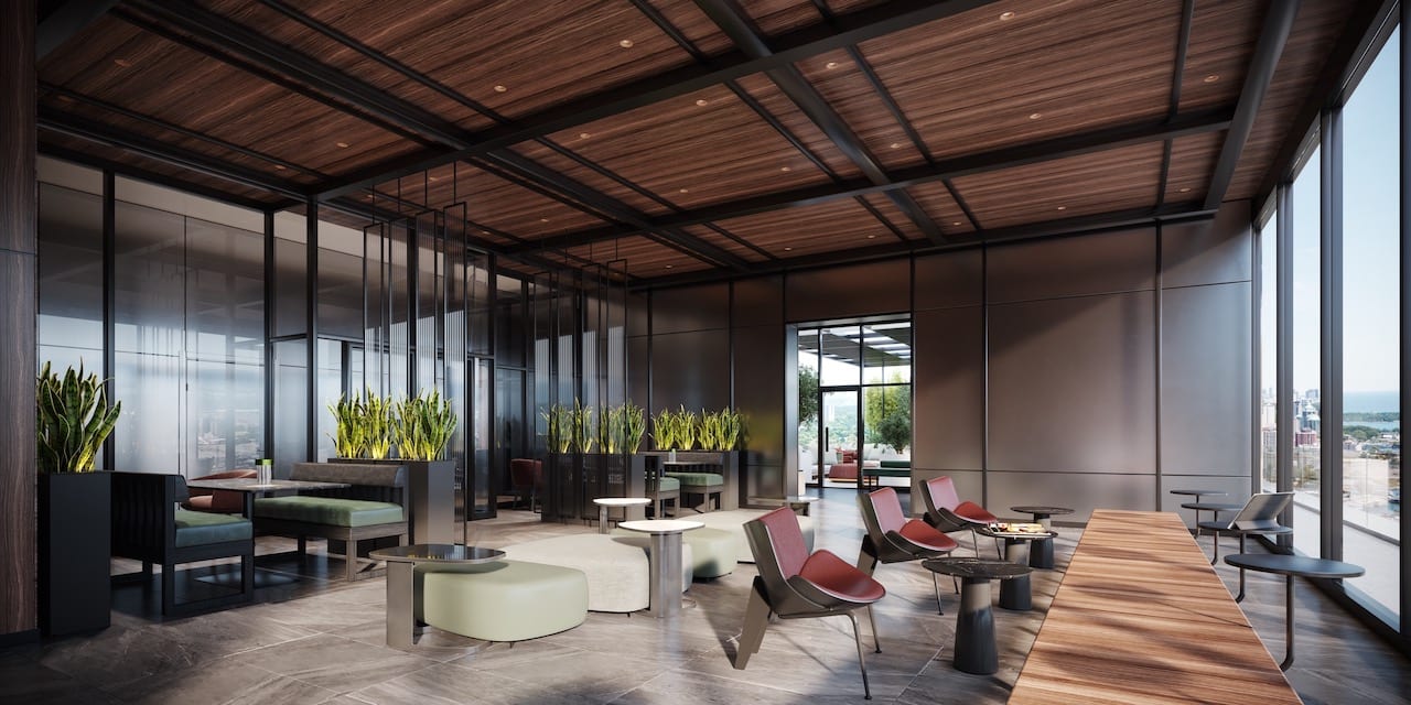 Rendering of Celeste Condos sky lounge during the day