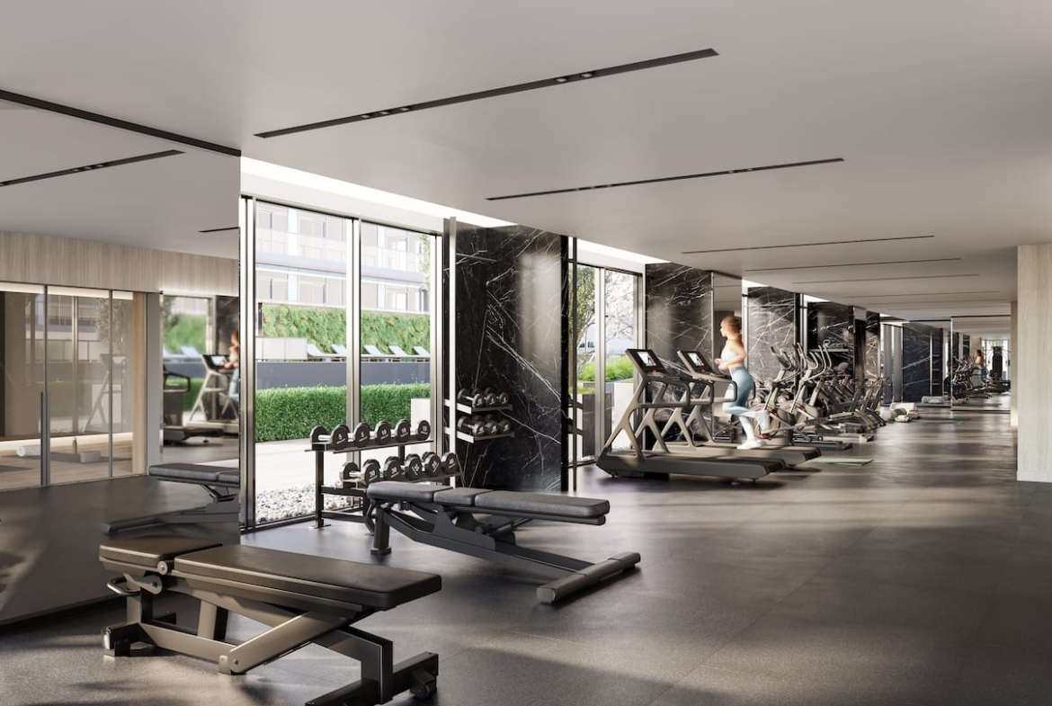 Rendering of The Design District Condos fitness centre