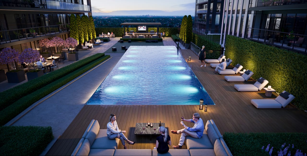 Rendering of The Design District Condos outdoor pool area