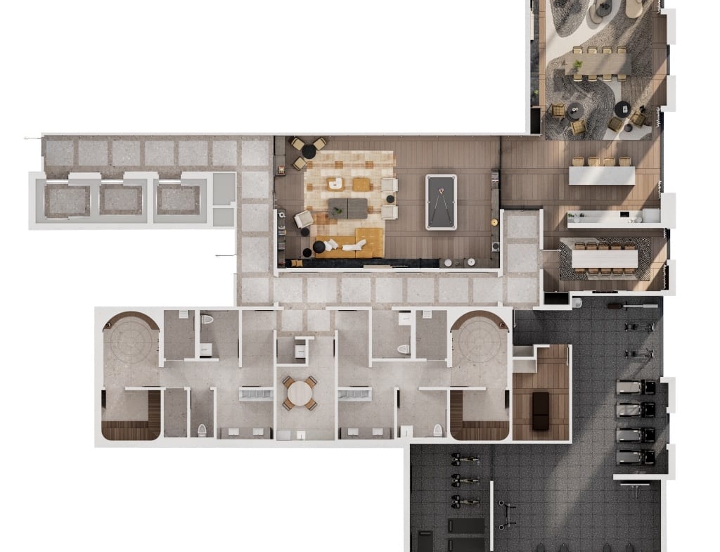 2D Plan of The Frederick Condos upper floor with amenities