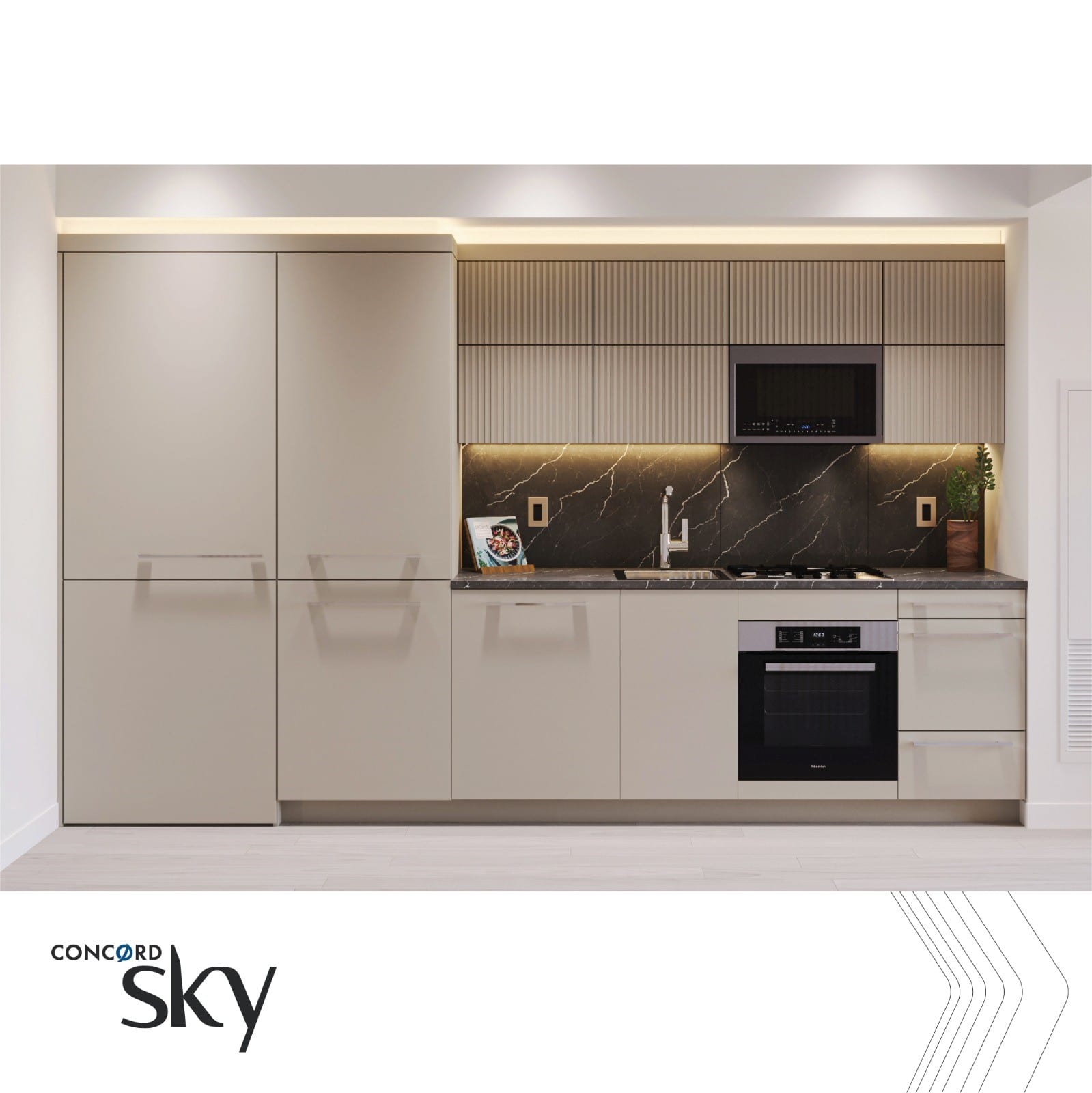 Rendering of Concord Sky Condos suite kitchen light