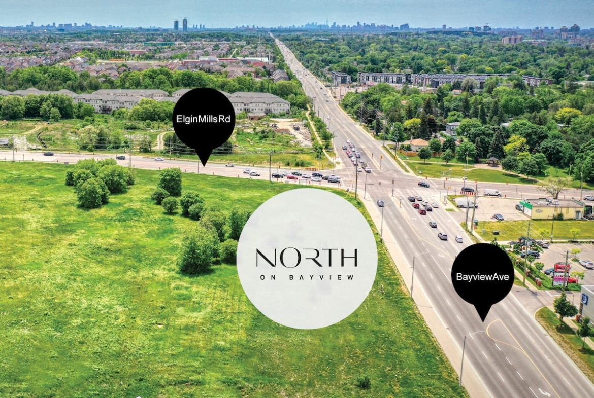 Aerial map of North on Bayview