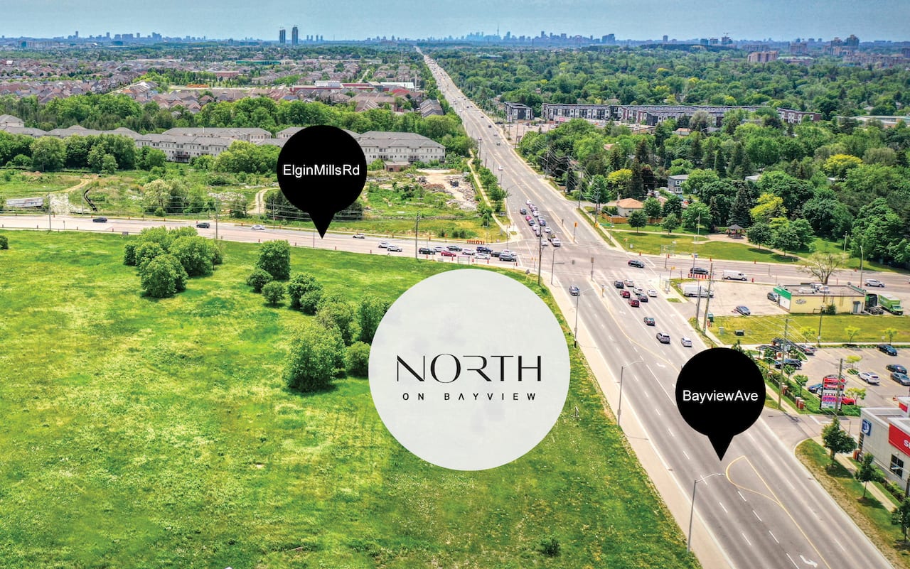 Aerial map of North on Bayview
