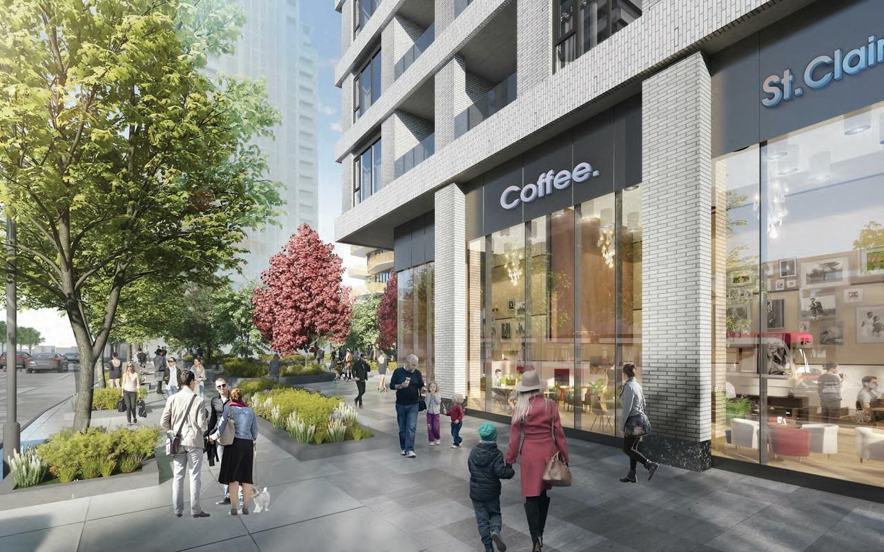 Rendering of 490 St. Clair Condos retail at grade-level