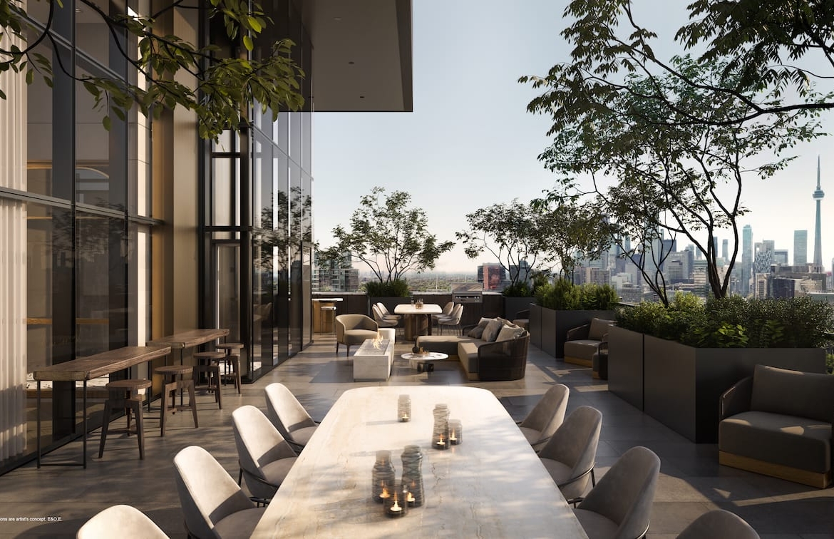 Rendering of Foret Condos boutique rooftop terrace