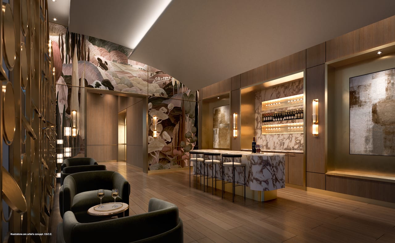 Rendering of Foret Condos wine lounge