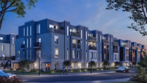 Rendering of Huntingdale Towns exterior at night