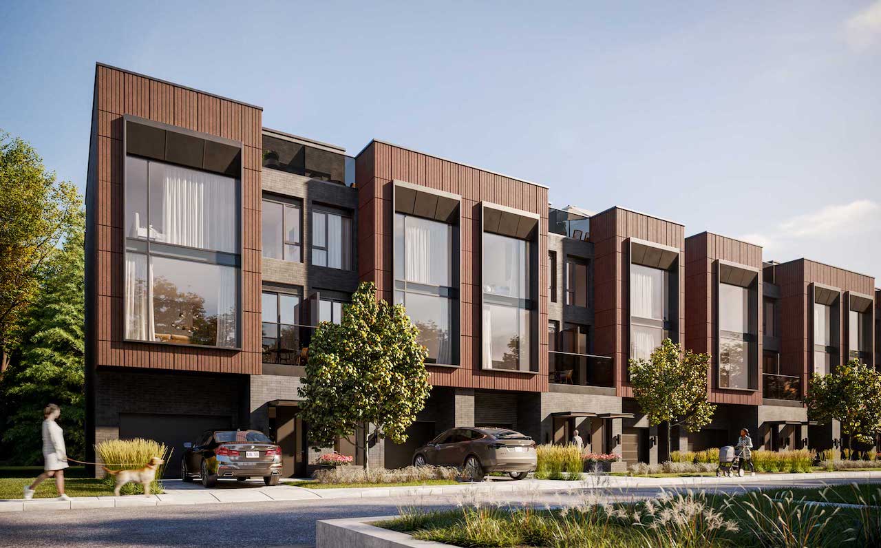 Rendering of North on Bayview Towns exterior side view