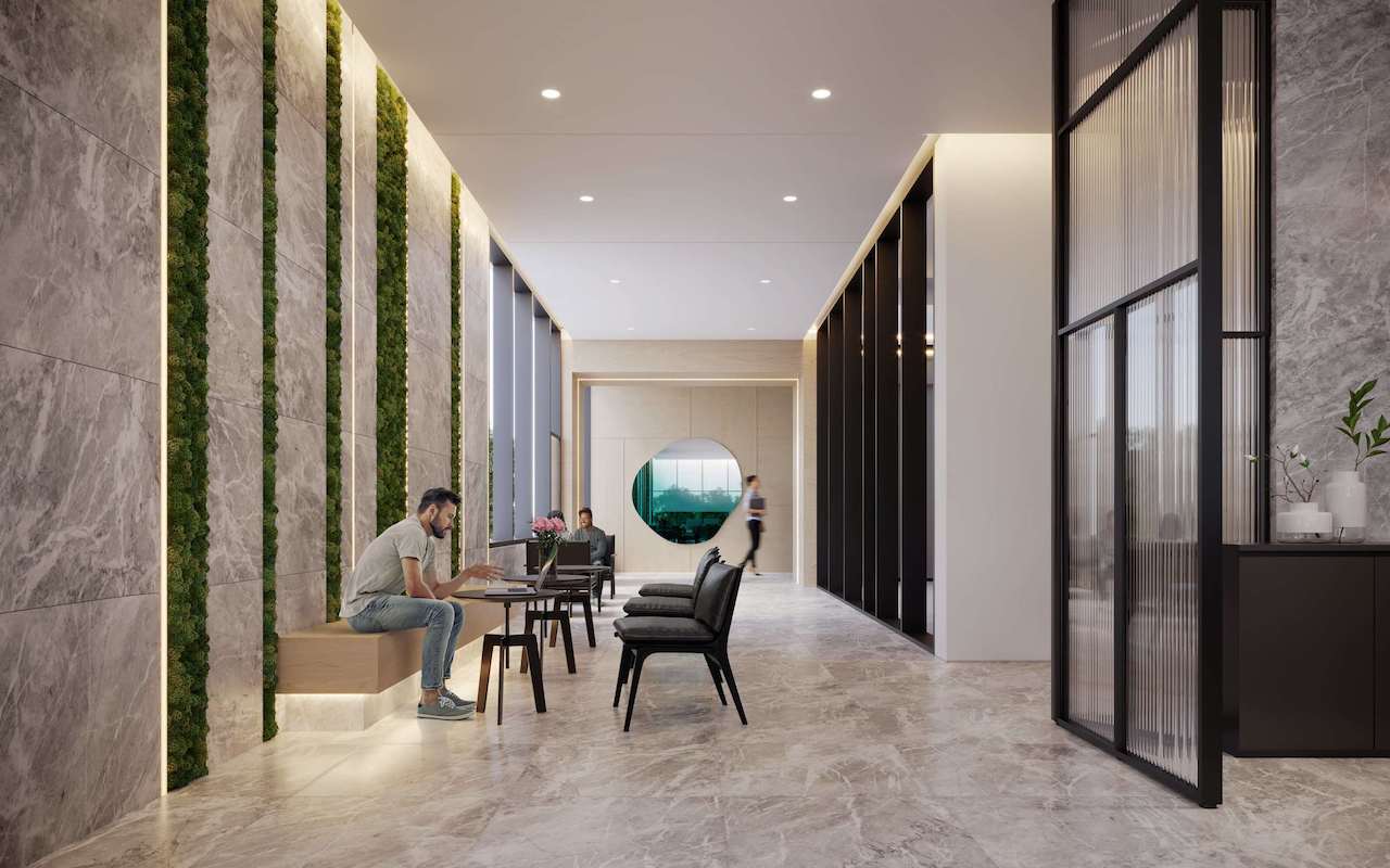 Rendering of Six99 Condos lounge