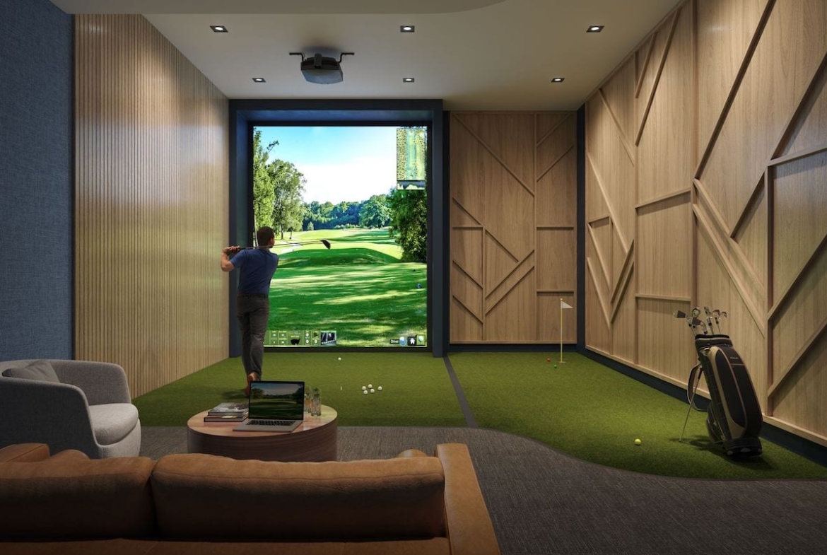 Rendering of Lakeview DXE Club golf simulator